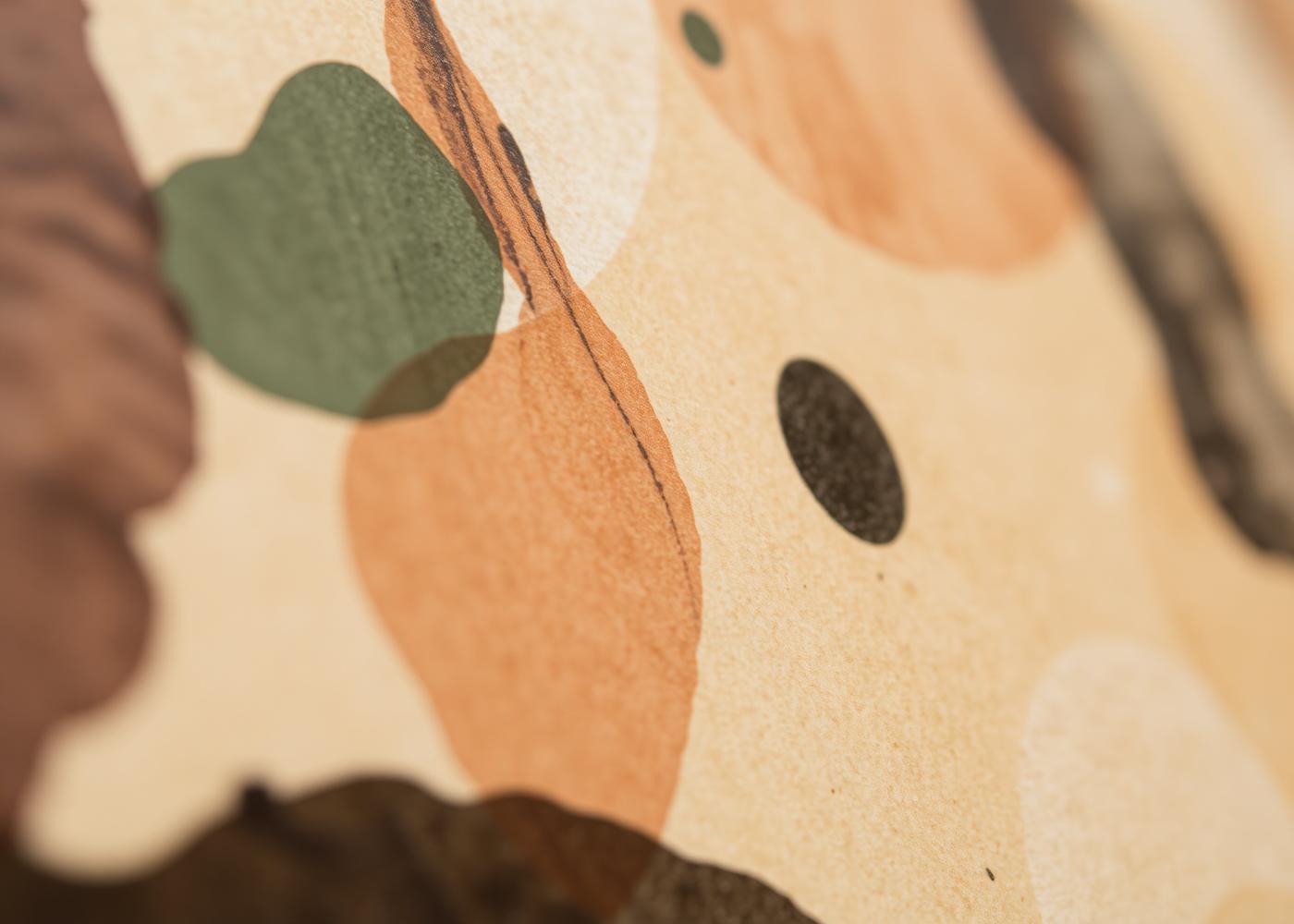 Detail of layered printmaking and painting